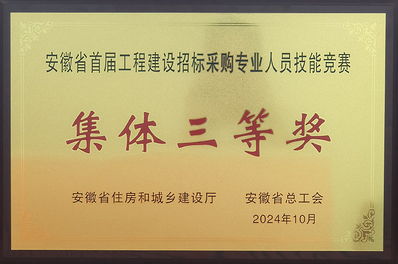 安徽省首屆工程建設(shè)招標采購專業(yè)人員技能競賽集體三等獎.jpg